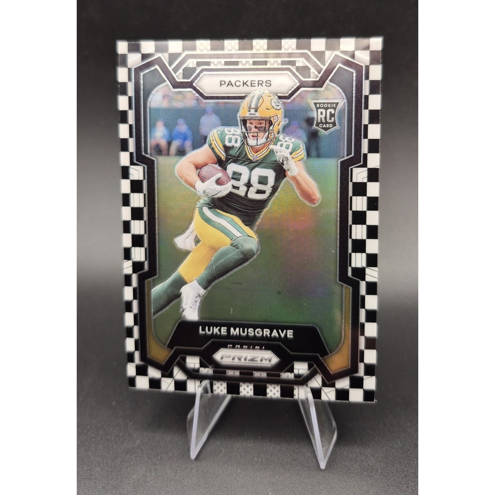 2023 Panini Prizm Luke Musgrave #337 Black & White Checker (RC) Packers SSP